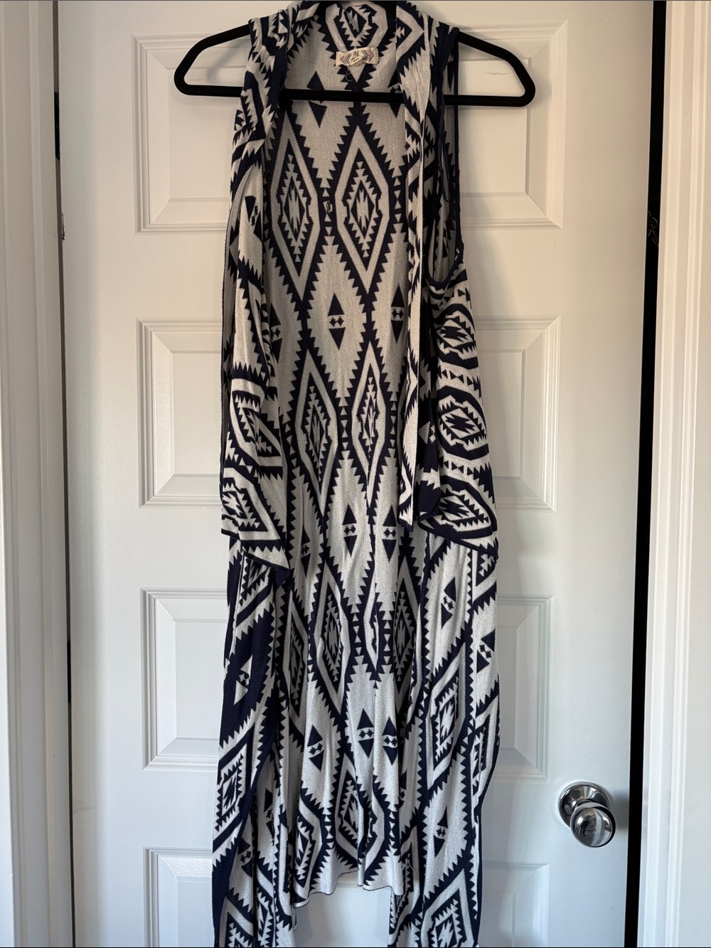 Pink Rose Navy & White Asymmetrical Aztec Wrap Skirt